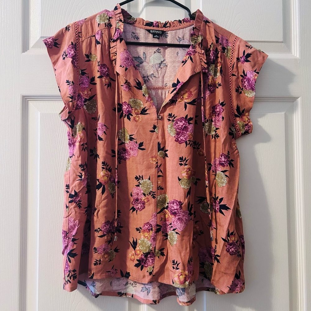 Buffalo David Bitton Floral Blouse in Pink and Purple